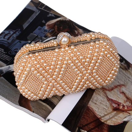 Women Fashion Banquet Party Pearl Handbag Single Shoulder Crossbody Bag (Champagne Gold)-garmade.com