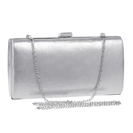 Women Fashion Banquet Party Square Handbag Single Shoulder Crossbody Bag (Silver)-garmade.com