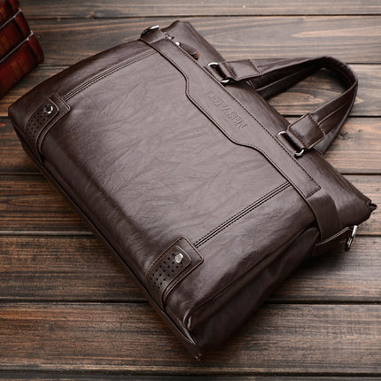 WEIXIER 15036-4 Multifunctional Men Business Handbag Computer Briefcase Single Shoulder Bag with Handbag (Dark Brown)-garmade.com