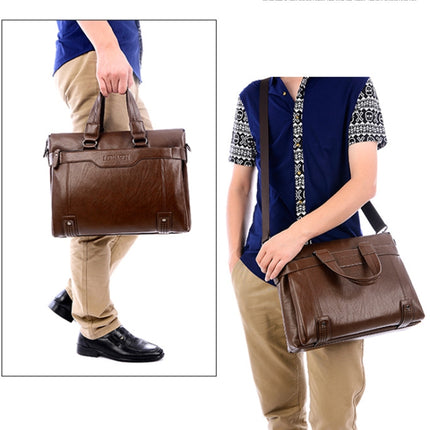 WEIXIER 15036-4 Multifunctional Men Business Handbag Computer Briefcase Single Shoulder Bag with Handbag (Brown)-garmade.com