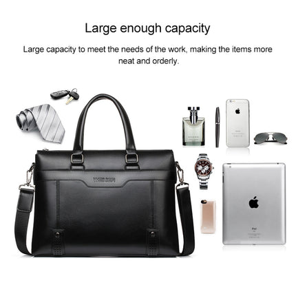 WEIXIER 18065 Men Business Style PU Leather Single Shoulder Bag Handbag (Black)-garmade.com