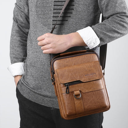 WEIXIER 8642 Men Business Retro PU Leather Handbag Crossbody Bag (Black)-garmade.com