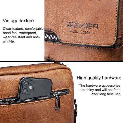 WEIXIER 8642 Men Business Retro PU Leather Handbag Crossbody Bag (Dark Brown)-garmade.com
