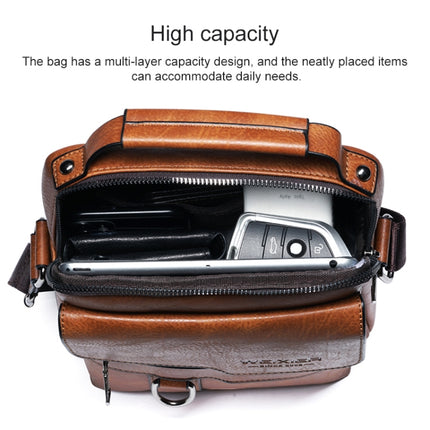 WEIXIER 8642 Men Business Retro PU Leather Handbag Crossbody Bag (Dark Brown)-garmade.com
