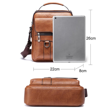 WEIXIER 8642 Men Business Retro PU Leather Handbag Crossbody Bag (Brown)-garmade.com