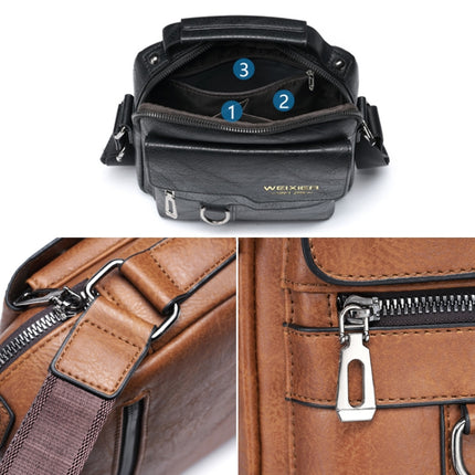 WEIXIER 8642 Men Business Retro PU Leather Handbag Crossbody Bag (Brown)-garmade.com