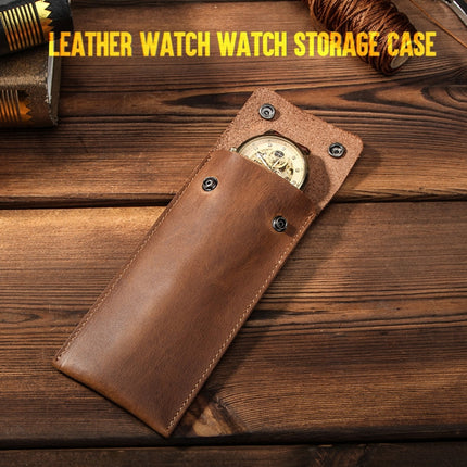 CONTACTS FAMILY CF1110 Universal Crazy Horse Leather Watch Protective Case Storage Bag for Apple Watch (Brown)-garmade.com