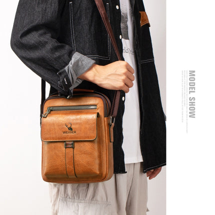 WEIXIER 8683 Large Capacity Retro PU Leather Men Business Handbag Crossbody Bag (Light Brown)-garmade.com