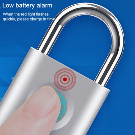 X007 Micro USB Charging Mini Metal Fingerprint Padlock Small Drawer Lock (Black)-garmade.com