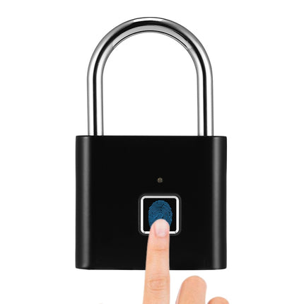 Stainless Steel Automatic Intelligent Fingerprint Padlock Electronic Lock, 10 Fingerprint Edition(Black)-garmade.com