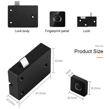 T4 Micro USB Charging Drawer Cabinet Door ABS Smart Fingerprint Lock-garmade.com