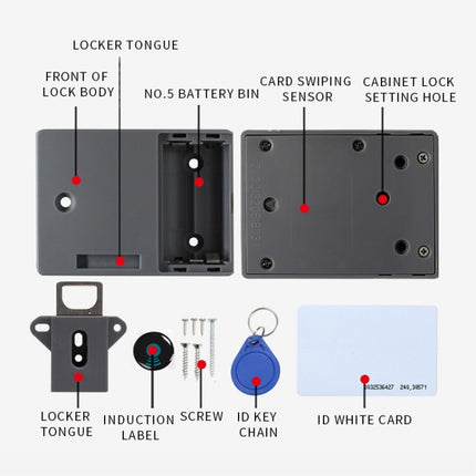 T3 ABS Magnetic Card Induction Lock Invisible Bilateral Open Cabinet Door Lock (Grey)-garmade.com