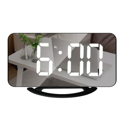 TS-8201-HW Multifunctional LED Makeup Mirror Desk Clock Automatic Photosensitive Electronic Alarm(Black)-garmade.com