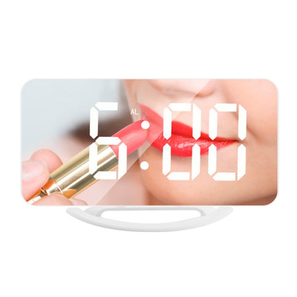 TS-8201-W Multifunctional LED Makeup Mirror Desk Clock Automatic Photosensitive Electronic Alarm (White)-garmade.com