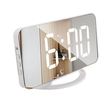 TS-8201-W Multifunctional LED Makeup Mirror Desk Clock Automatic Photosensitive Electronic Alarm (White)-garmade.com