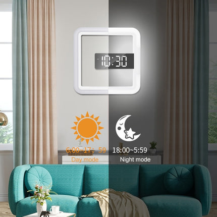 TS-S28-W Multifunctional Square RGB Thermometer Digital Alarm Clock LED Mirror Hollow Wall Clock-garmade.com