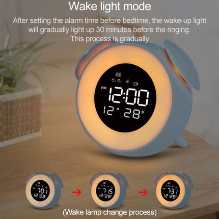 Cartoon Animal Shape Bedside Lamp Music LED Alarm Clock(Pink)-garmade.com