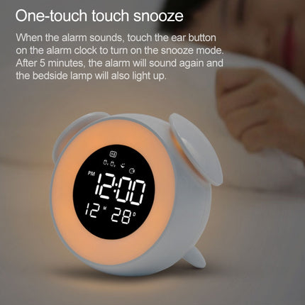 Cartoon Animal Shape Bedside Lamp Music LED Alarm Clock(Pink)-garmade.com