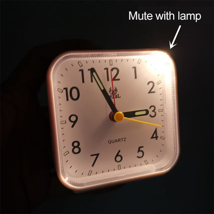 Square Mute Alarm Clock Mini Bedside Office Electronic Clock(Black)-garmade.com