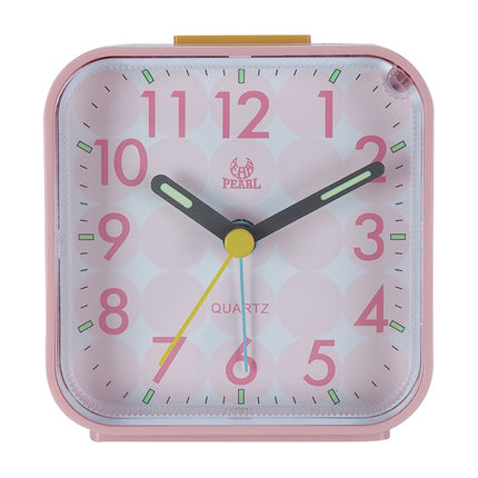 Square Mute Alarm Clock Mini Bedside Office Electronic Clock(Pink)-garmade.com