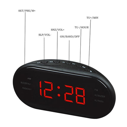 Oval Radio LED Digital Alarm Clock (Green)-garmade.com