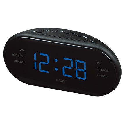 Oval Radio LED Digital Alarm Clock (Blue)-garmade.com