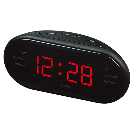 Oval Radio LED Digital Alarm Clock (Red)-garmade.com