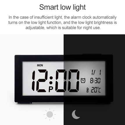 Automatic Night Light Electronic Clock Large Screen Adjustable Backlight Alarm Clock (Black)-garmade.com