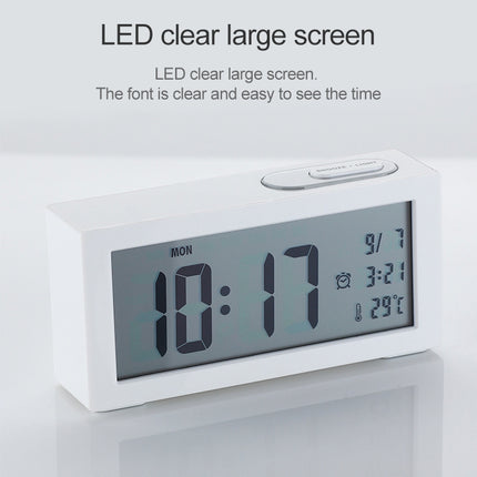 Automatic Night Light Electronic Clock Large Screen Adjustable Backlight Alarm Clock (Black)-garmade.com