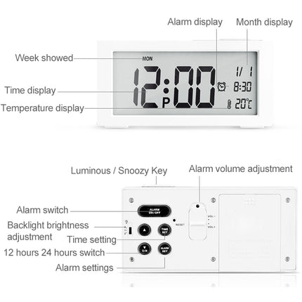 Automatic Night Light Electronic Clock Large Screen Adjustable Backlight Alarm Clock (Gold)-garmade.com
