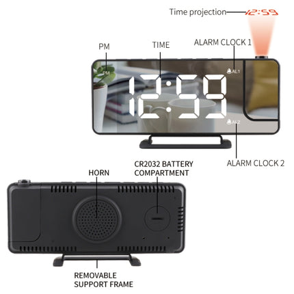 TS-9210 Digital Mirror Projection Alarm Clock With Time Display and Projection-garmade.com