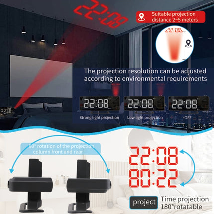 TS-9210 Digital Mirror Projection Alarm Clock With Time Display and Projection-garmade.com
