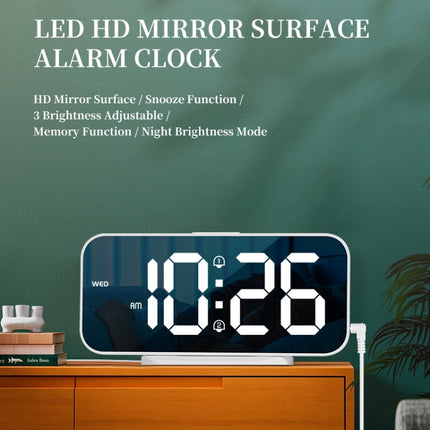 8821 LED Mirror Dual-purpose Snooze Alarm Clock(Black)-garmade.com