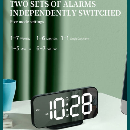 8821 LED Mirror Dual-purpose Snooze Alarm Clock (White)-garmade.com