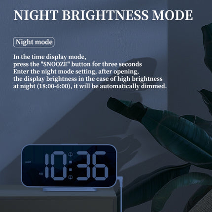 8821 LED Mirror Dual-purpose Snooze Alarm Clock(Black)-garmade.com