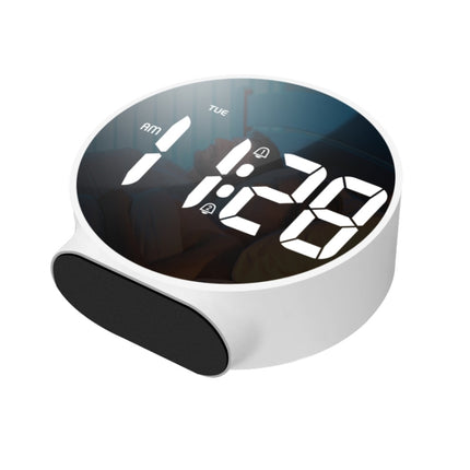 8816 LED Mirror Round Dual-purpose Alarm Clock (White)-garmade.com