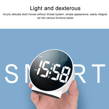 8816 LED Mirror Round Dual-purpose Alarm Clock (White)-garmade.com