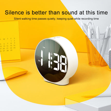 8816 LED Mirror Round Dual-purpose Alarm Clock (Black)-garmade.com