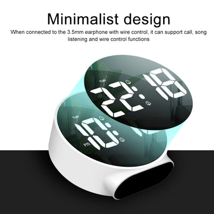 8816 LED Mirror Round Dual-purpose Alarm Clock (Black)-garmade.com