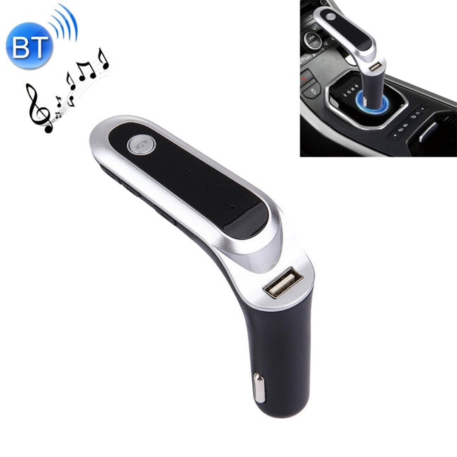 CARS7 Bluetooth Car Charger with Digital Display for Mobile Phone(Silver)-garmade.com