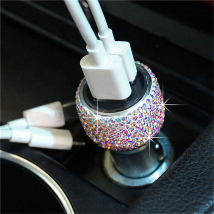 Car Diamond Aluminium Alloy QC3.0 Dual USB Quick Charger(Colour)-garmade.com