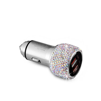 Car Diamond Aluminium Alloy QC3.0 Dual USB Quick Charger(Colour)-garmade.com