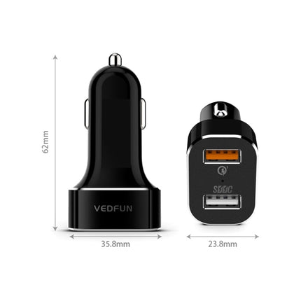VEDFUN TurboDrive C210 Dual Ports Quick Charge 3.0 + SDDC Technology USB Car Charger for Smartphones and Tablets-garmade.com