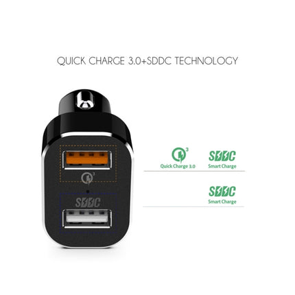 VEDFUN TurboDrive C210 Dual Ports Quick Charge 3.0 + SDDC Technology USB Car Charger for Smartphones and Tablets-garmade.com