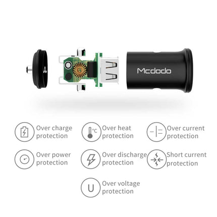 Mcdodo CC-3851 Dual USB Ports Smart Car Charger, For iPhone, iPad, Samsung, HTC, Sony, LG, Huawei, Lenovo, and other Smartphones or Tablet(Black)-garmade.com