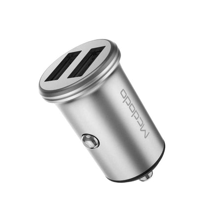 Mcdodo CC-3851 Dual USB Ports Smart Car Charger, For iPhone, iPad, Samsung, HTC, Sony, LG, Huawei, Lenovo, and other Smartphones or Tablet(Silver)-garmade.com