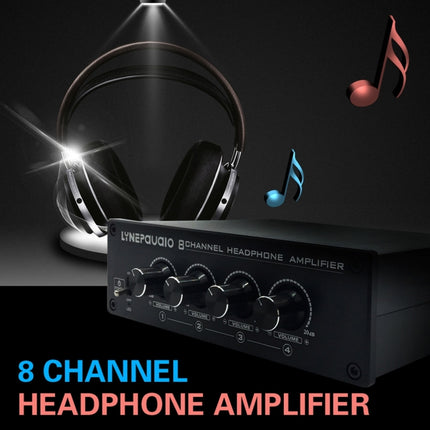 LINEPAUDIO A966 Pro Eight-channel Headphone Amplifier Headphone Distributer Signal Amplifier(Black)-garmade.com