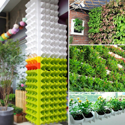 Plant Wall Vertical Indoor and Outdoor Balcony Wall-mounted Flower Pots Creative Combination of Resin Plastic Flower Pots with Removable Pot(White)-garmade.com