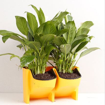 Plant Wall Vertical Indoor and Outdoor Balcony Wall-mounted Flower Pots Creative Combination of Resin Plastic Flower Pots with Removable Pot(Yellow)-garmade.com