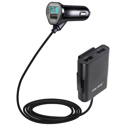 HSC-600D 3USB 7.2AMP DC 5V 2.4A and 4.8A 3-Port Passenger Car Charger Mounted Before and After Charging with Voltage, Cable Length: 1.8m-garmade.com